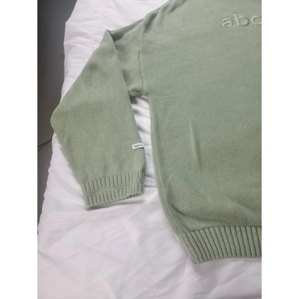 About:Blank Men's Sage 100% Cotton Logo Sweater XXL